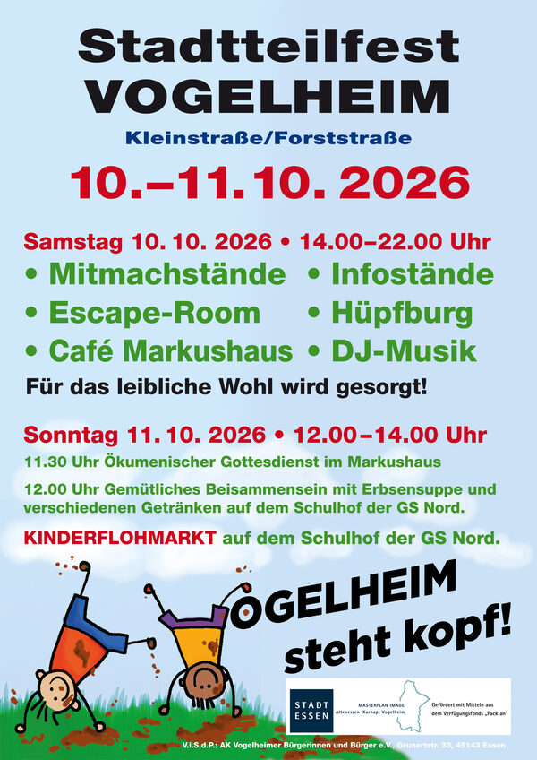 Plakat Stadtteilfest Vogelheim 2026 – 10.10.2026–11.10.2026
