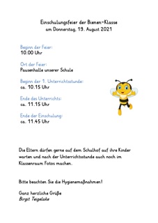 PDF: Flyer Einschulungsfeier Bienen 1b